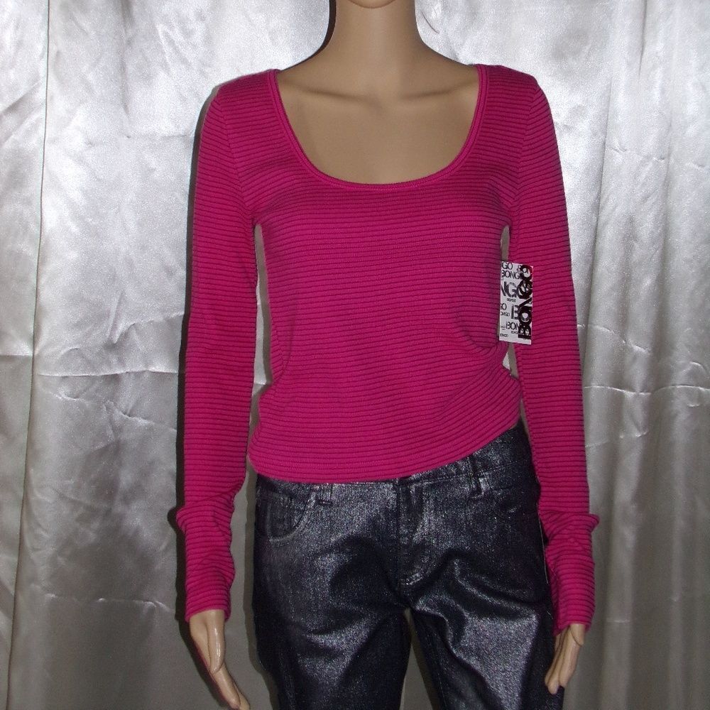 Bongo Pink Stripped Thermal Top sz.L NWT